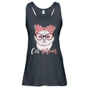 Cute Cat Mom Polka Dot Bow Bandana Ladies Essential Flowy Tank