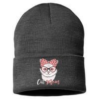 Cute Cat Mom Polka Dot Bow Bandana Sustainable Knit Beanie