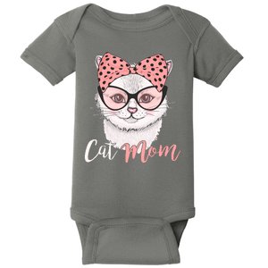 Cute Cat Mom Polka Dot Bow Bandana Baby Bodysuit