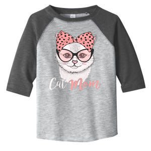 Cute Cat Mom Polka Dot Bow Bandana Toddler Fine Jersey T-Shirt