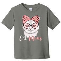 Cute Cat Mom Polka Dot Bow Bandana Toddler T-Shirt