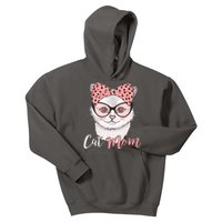 Cute Cat Mom Polka Dot Bow Bandana Kids Hoodie