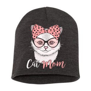 Cute Cat Mom Polka Dot Bow Bandana Short Acrylic Beanie