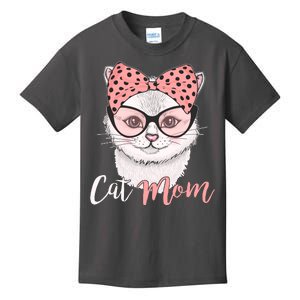 Cute Cat Mom Polka Dot Bow Bandana Kids T-Shirt