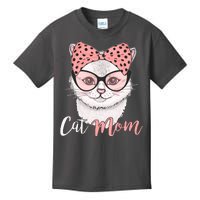 Cute Cat Mom Polka Dot Bow Bandana Kids T-Shirt