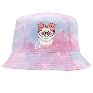 Cute Cat Mom Polka Dot Bow Bandana Tie-Dyed Bucket Hat