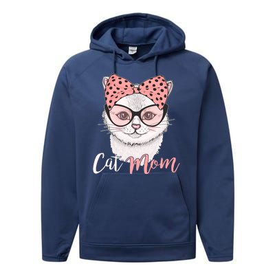 Cute Cat Mom Polka Dot Bow Bandana Performance Fleece Hoodie