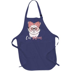 Cute Cat Mom Polka Dot Bow Bandana Full-Length Apron With Pockets