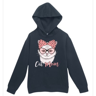 Cute Cat Mom Polka Dot Bow Bandana Urban Pullover Hoodie