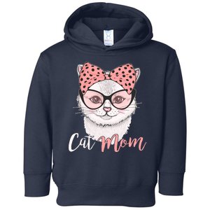 Cute Cat Mom Polka Dot Bow Bandana Toddler Hoodie