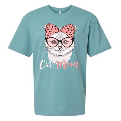 Cute Cat Mom Polka Dot Bow Bandana Sueded Cloud Jersey T-Shirt