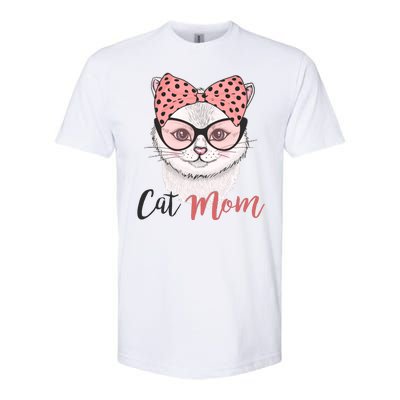 Cute Cat Mom Polka Dot Bow Bandana Softstyle® CVC T-Shirt