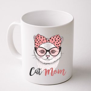 Cute Cat Mom Polka Dot Bow Bandana Coffee Mug