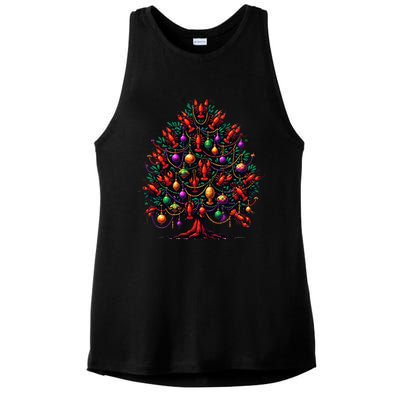 Crawfish Crayfish Mardi Gras Tree New Orleans Festival Ladies PosiCharge Tri-Blend Wicking Tank