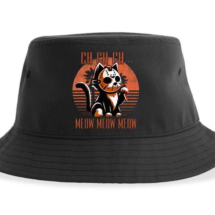 Ch Ch Meow Meow Meow Funny Animal Horror Movie Cute Kitten Sustainable Bucket Hat