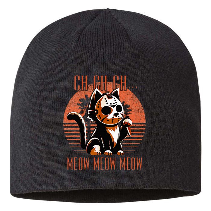 Ch Ch Meow Meow Meow Funny Animal Horror Movie Cute Kitten Sustainable Beanie