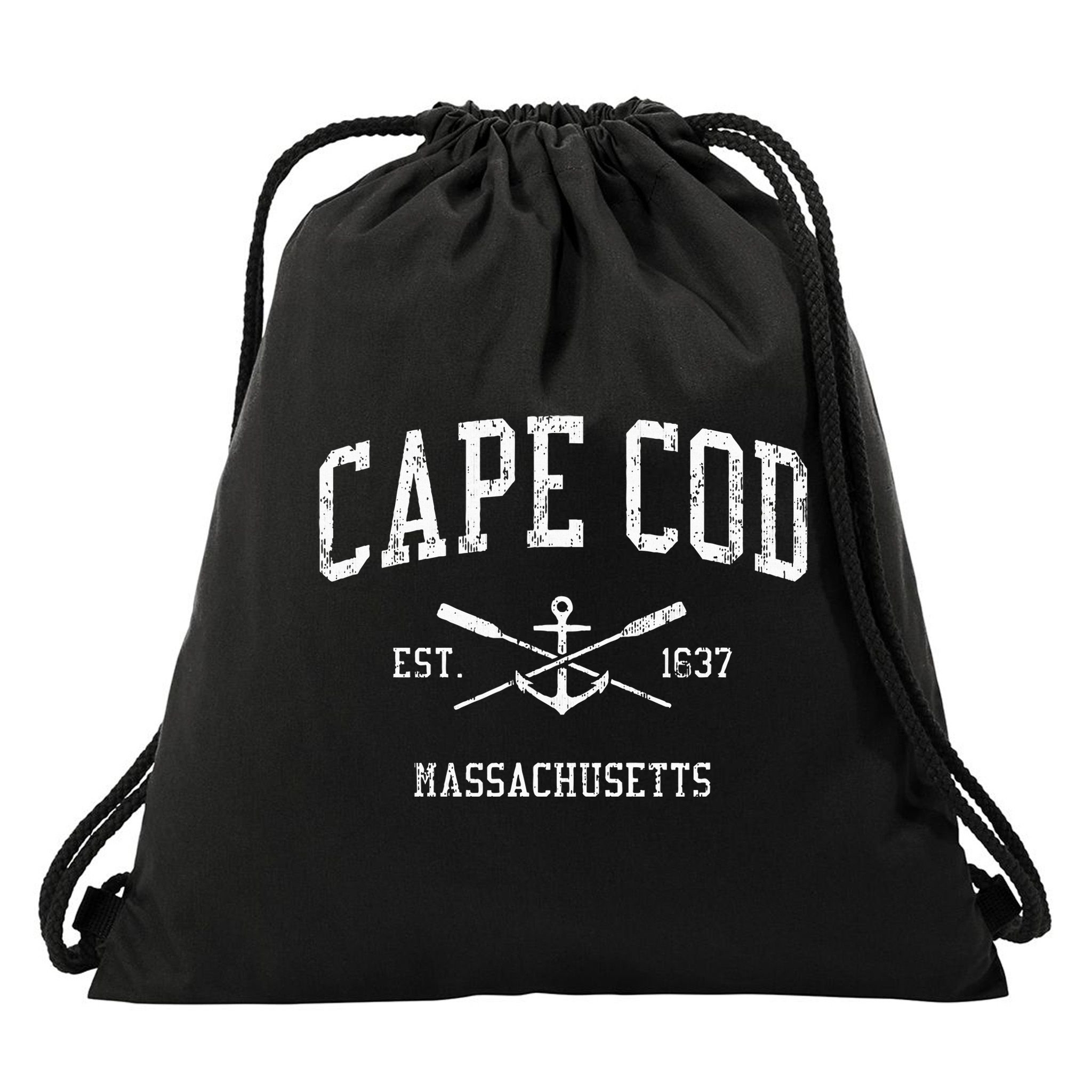 Cape Cod Ma Vintage Crossed Oars & Boat Anchor Sports Drawstring Bag