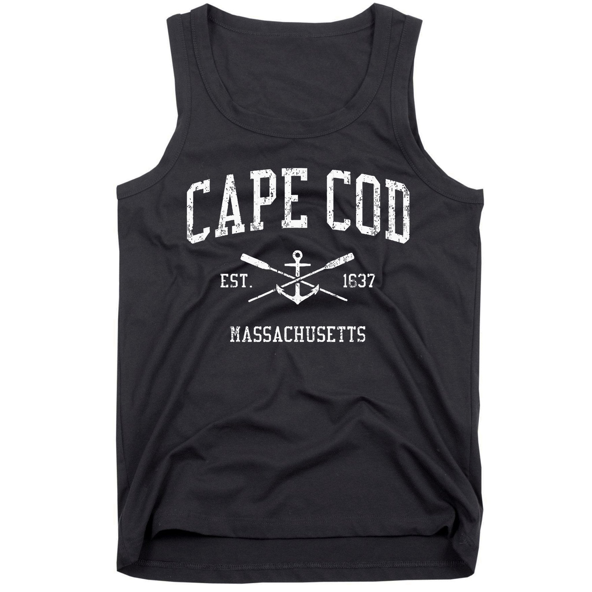 Cape Cod Ma Vintage Crossed Oars & Boat Anchor Sports Tank Top