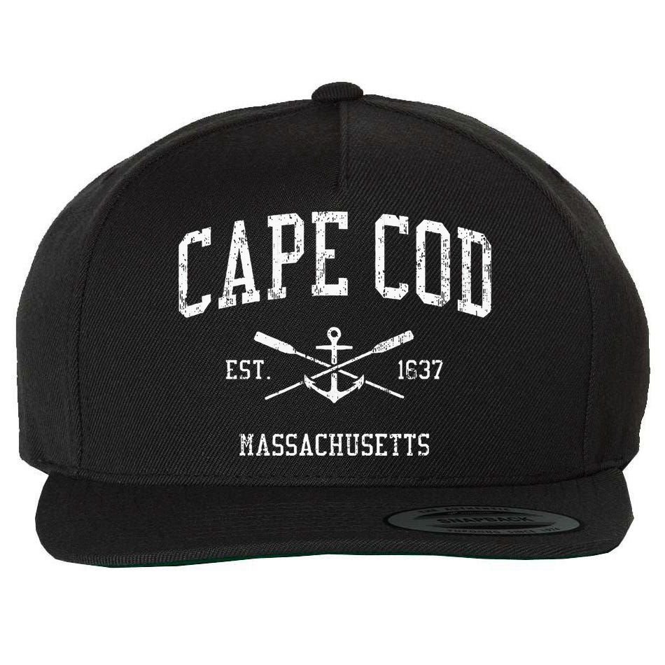 Cape Cod Ma Vintage Crossed Oars & Boat Anchor Sports Wool Snapback Cap