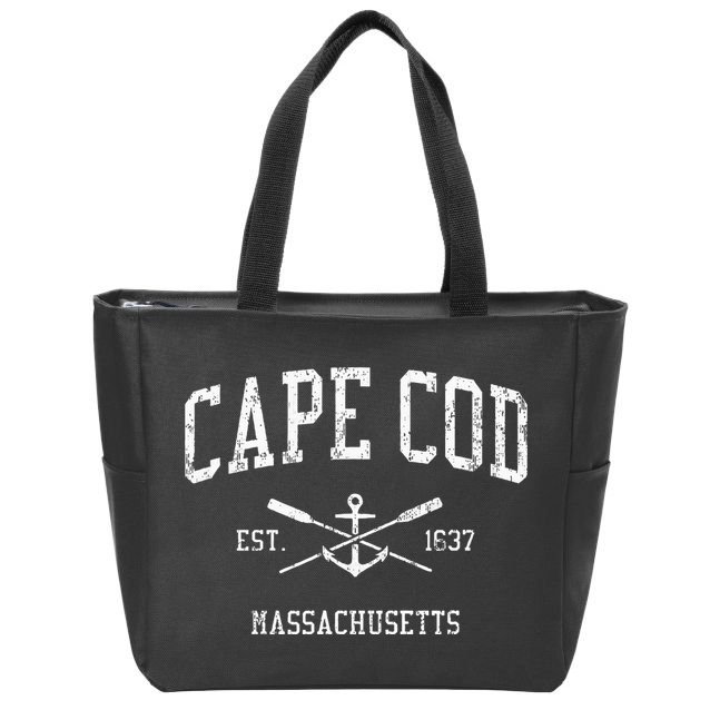 Cape Cod Ma Vintage Crossed Oars & Boat Anchor Sports Zip Tote Bag