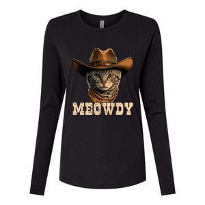 Cowboy Cat Meowdy Womens Cotton Relaxed Long Sleeve T-Shirt