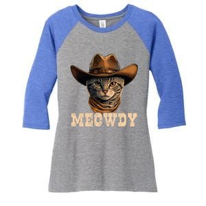 Cowboy Cat Meowdy Women's Tri-Blend 3/4-Sleeve Raglan Shirt