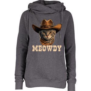 Cowboy Cat Meowdy Womens Funnel Neck Pullover Hood