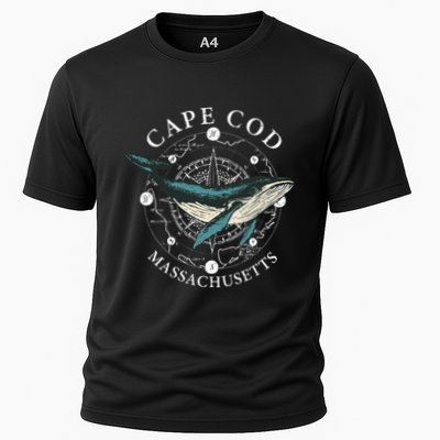 Cape Cod Massachusetts Humpback Whale Vintage Wind Rose Performance Shirt