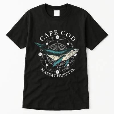 Cape Cod Massachusetts Humpback Whale Vintage Wind Rose Tall T-Shirt