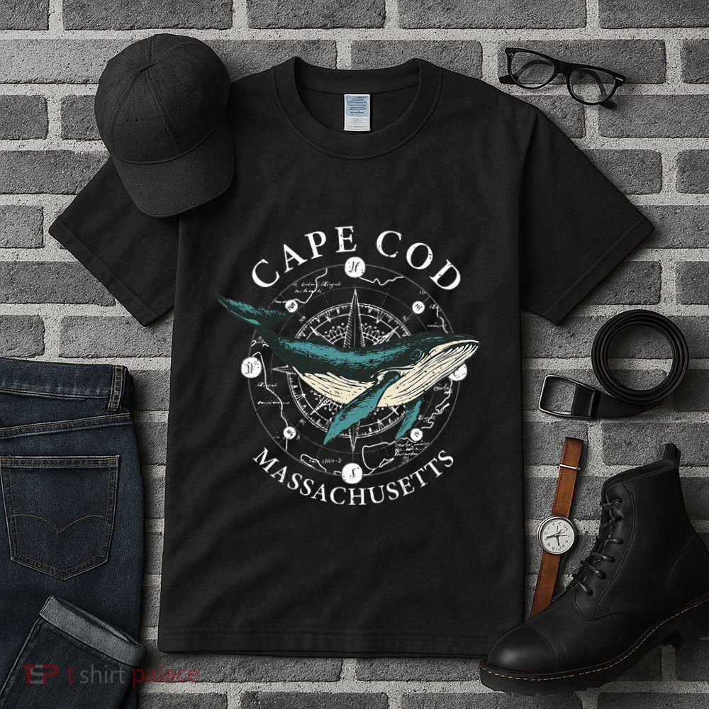 Cape Cod Massachusetts Humpback Whale Vintage Wind Rose Tall T-Shirt