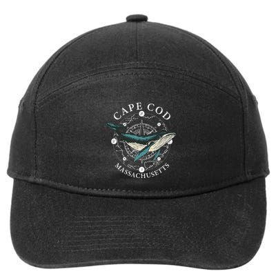Cape Cod Massachusetts Humpback Whale Vintage Wind Rose 7-Panel Snapback Hat