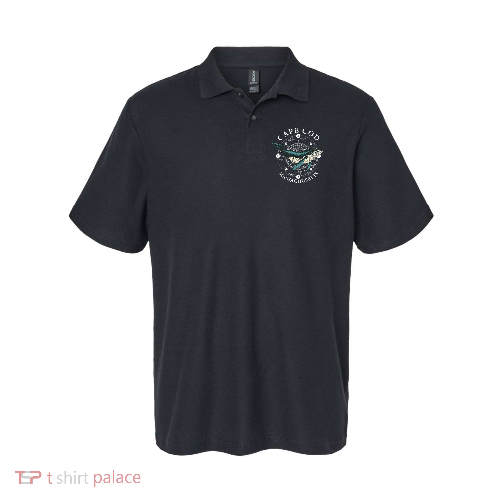 Cape Cod Massachusetts Humpback Whale Vintage Wind Rose Polo