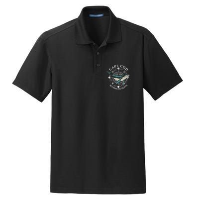 Cape Cod Massachusetts Humpback Whale Vintage Wind Rose Dry Zone Grid Polo
