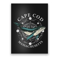Cape Cod Massachusetts Humpback Whale Vintage Wind Rose Poster