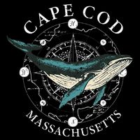 Cape Cod Massachusetts Humpback Whale Vintage Wind Rose Poster