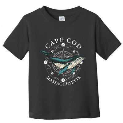 Cape Cod Massachusetts Humpback Whale Vintage Wind Rose Toddler T-Shirt