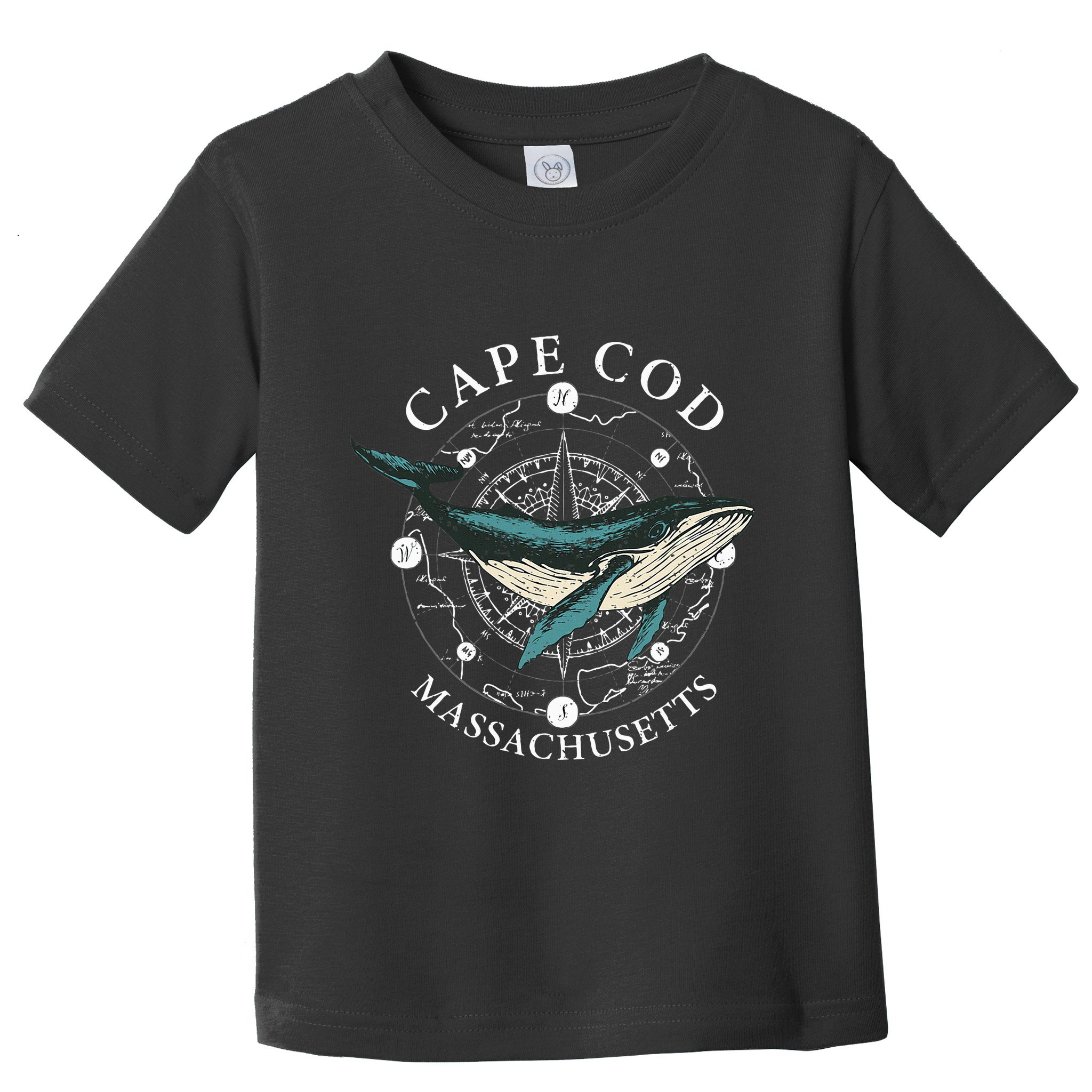 Cape Cod Massachusetts Humpback Whale Vintage Wind Rose Toddler T-Shirt