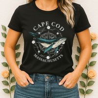 Cape Cod Massachusetts Humpback Whale Vintage Wind Rose Womens T-Shirt