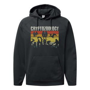 Cute Cryptid Monsters Bigfoot Mothman Dogman Cryptozoology Performance Fleece Hoodie