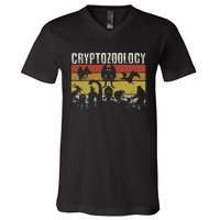 Cute Cryptid Monsters Bigfoot Mothman Dogman Cryptozoology V-Neck T-Shirt