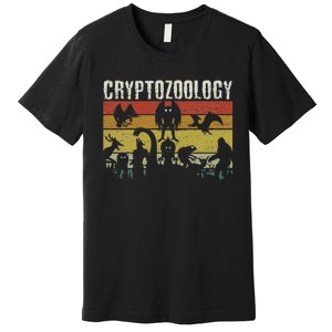 Cute Cryptid Monsters Bigfoot Mothman Dogman Cryptozoology Premium T-Shirt