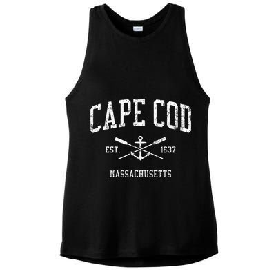 Cape Cod Ma Vintage Crossed Oars Sports Ladies PosiCharge Tri-Blend Wicking Tank