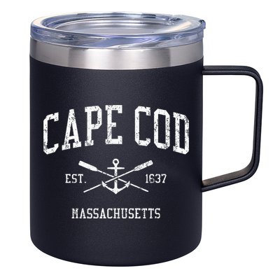 Cape Cod Ma Vintage Crossed Oars Sports 12oz Stainless Steel Coffee Mug