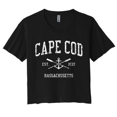 Cape Cod Ma Vintage Crossed Oars Sports Crop Top