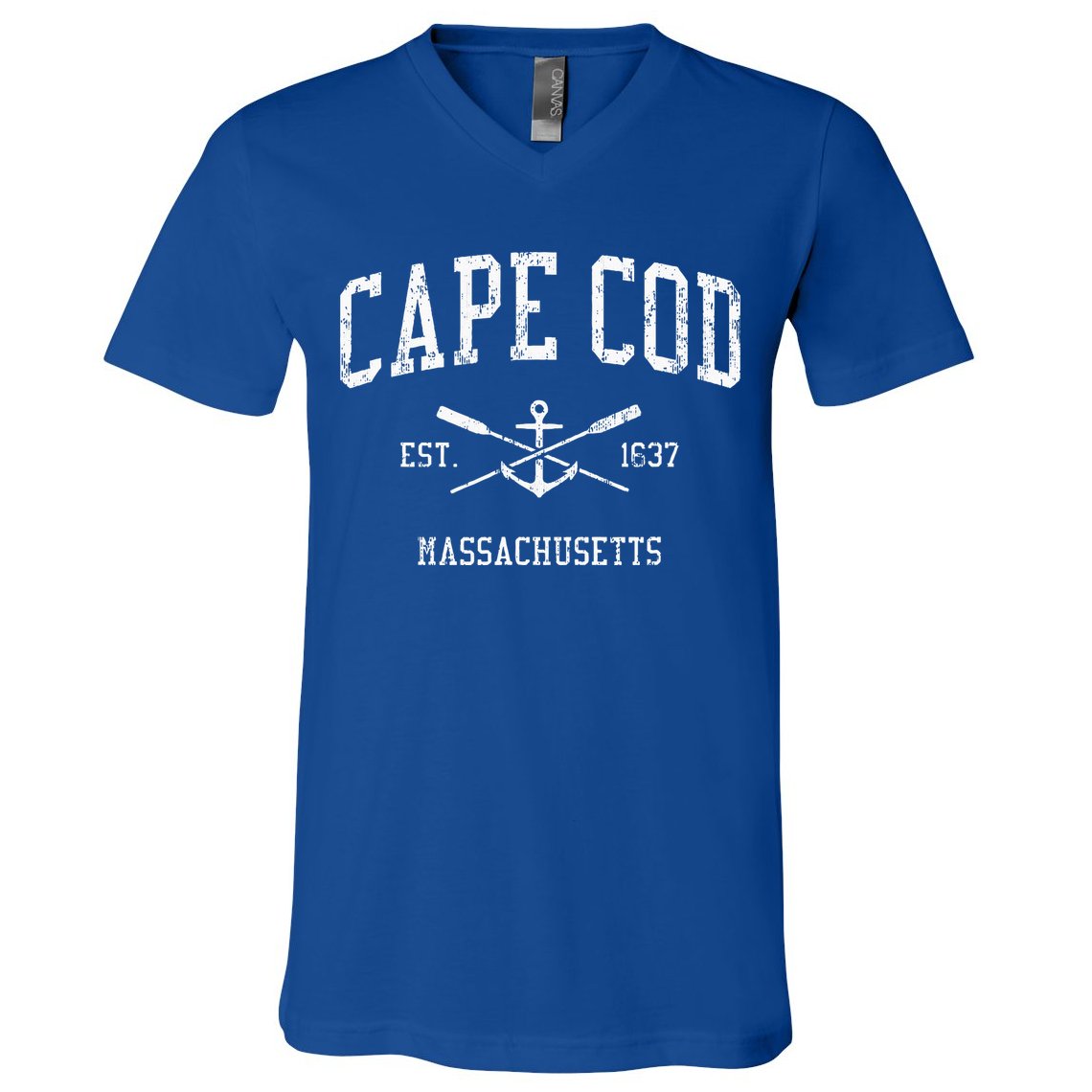 Cape Cod Ma Vintage Crossed Oars Sports V-Neck T-Shirt