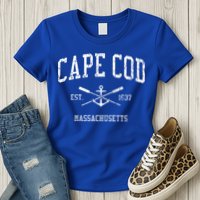 Cape Cod Ma Vintage Crossed Oars Sports Womens T-Shirt