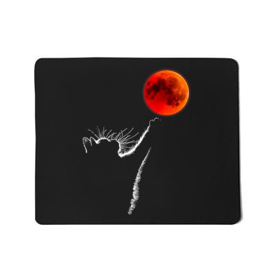 Curious Cat Meets The Blood Moon Lunar Eclipse 14 March 2025 Mousepad