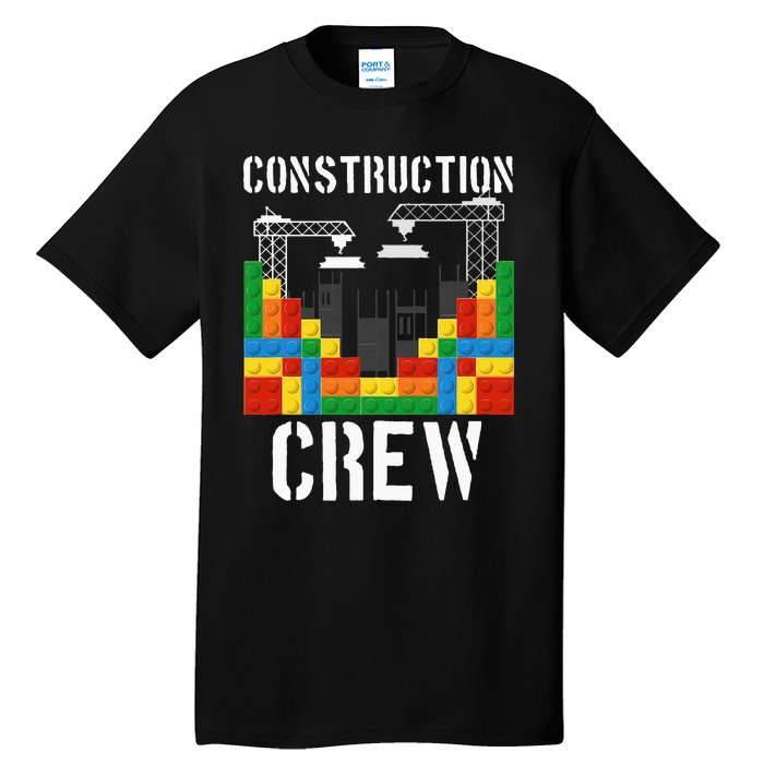 Construction Crew Master Builder Bricklayer Building Blocks Tall T-Shirt