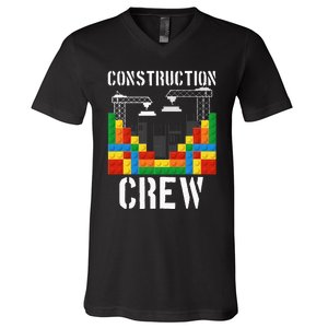 Construction Crew Master Builder Bricklayer Building Blocks V-Neck T-Shirt