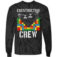 Construction Crew Master Builder Bricklayer Building Blocks Tie-Dye Long Sleeve Shirt